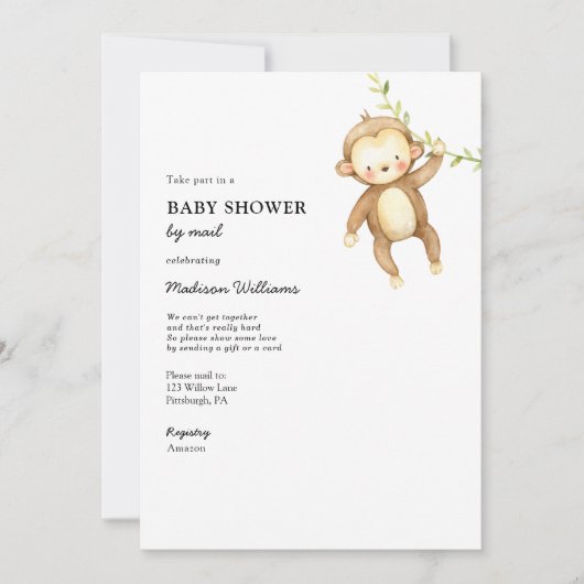Monkey Baby shower per Mail Kaart (Voorkant)