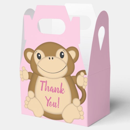Monkey Baby shower Roze Bedankdoosjes (Geopend)