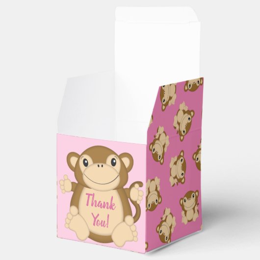 Monkey Baby shower Roze Bedankdoosjes (Geopend)