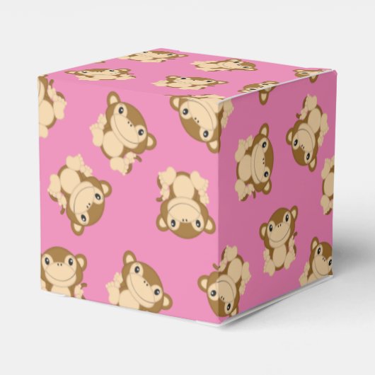 Monkey Baby shower Roze Bedankdoosjes (Achterkant)
