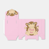 Monkey Baby shower Roze Bedankdoosjes (Uitgevouwen)