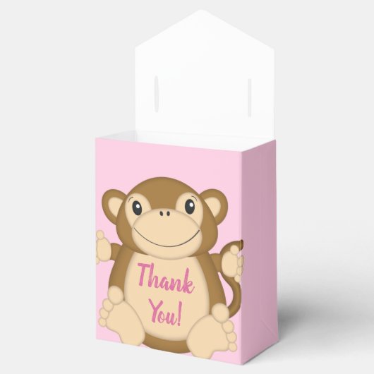 Monkey Baby shower Roze Bedankdoosjes (Geopend)