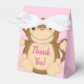 Monkey Baby shower Roze Bedankdoosjes (Voorkant Zijde)