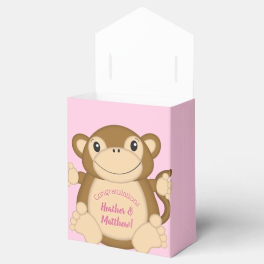 Monkey Baby shower Roze Bedankdoosjes (Geopend)
