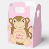 Monkey Baby shower Roze Bedankdoosjes (Geopend)