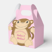 Monkey Baby shower Roze Bedankdoosjes (Voorkant Zijde)
