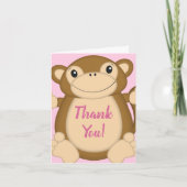 Monkey Baby shower Roze Bedankkaart (Voorkant)