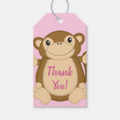 Monkey Baby shower Roze Cadeaulabel (Voorkant)