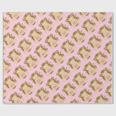 Monkey Baby shower Roze Cadeaupapier (Vlak)