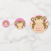 Monkey Baby shower Roze Confetti (Voorkanten)