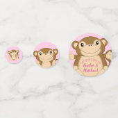 Monkey Baby shower Roze Confetti (Achterkanten)