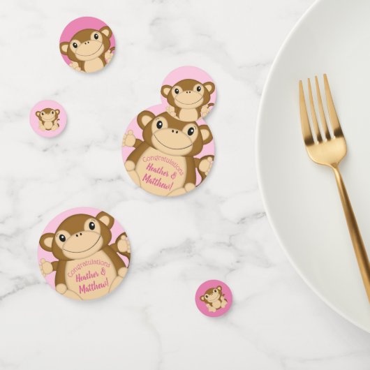 Monkey Baby shower Roze Confetti (Groep)