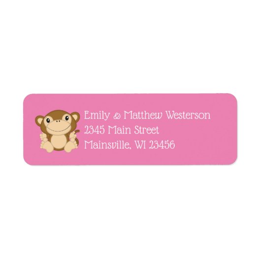 Monkey Baby shower Roze Etiket (Voorkant)