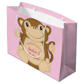 Monkey Baby shower Roze Groot Cadeauzakje (Achterkant Gekanteld)
