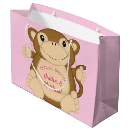 Monkey Baby shower Roze Groot Cadeauzakje