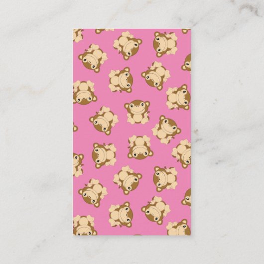 Monkey Baby shower Roze Informatiekaartje (Achterkant)