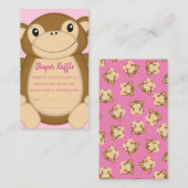 Monkey Baby shower Roze Informatiekaartje (Voorkant / Achterkant)