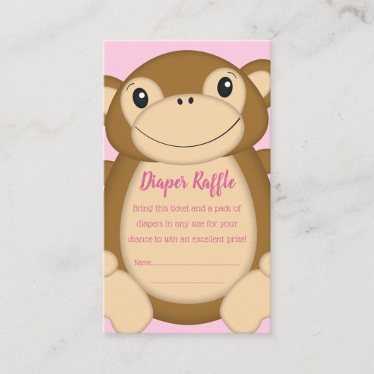 Monkey Baby shower Roze Informatiekaartje (Voorkant)