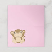 Monkey Baby shower Roze Plaatskaartje (Buitenkant ongevouwen)