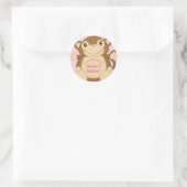 Monkey Baby shower Roze Ronde Sticker (Tas)