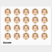 Monkey Baby shower Roze Ronde Sticker (Vel)