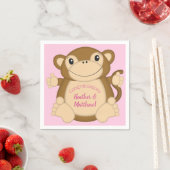 Monkey Baby shower Roze Servet (Insitu)