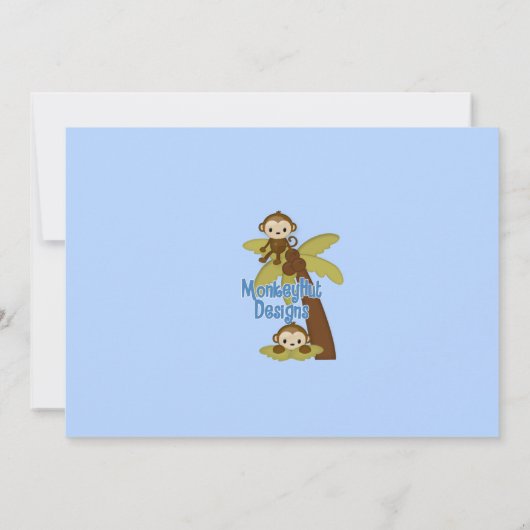 MONKEY Baby shower Uitnodiging 3 Kleine apen (Achterkant)