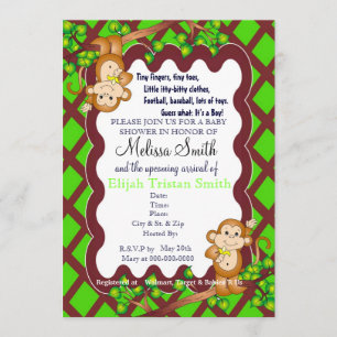 Monkey Baby Shower-uitvindingen zwemmen Kaart