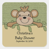 Monkey Baby shower vierkante Sticker (Voorkant)