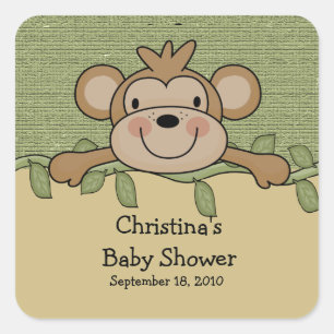 Monkey Baby shower vierkante Sticker