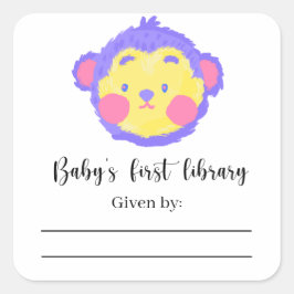 Monkey - Baby showers boekenplank, boeken voor bab Vierkante Sticker