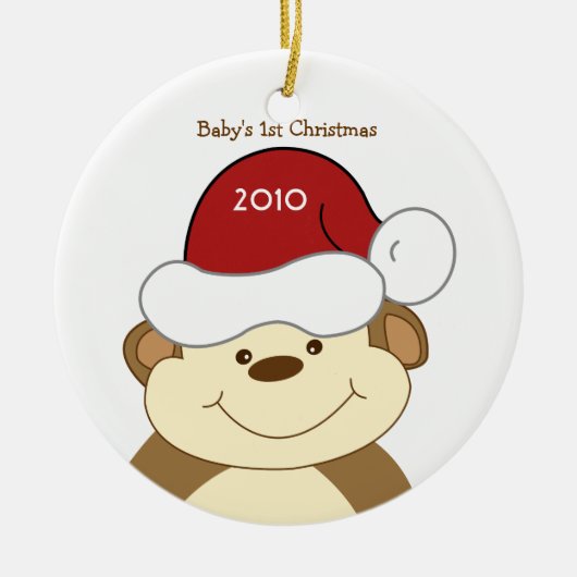 MONKEY BABY'S EERSTE kerstboomversiering Keramisch Ornament (Voorkant)