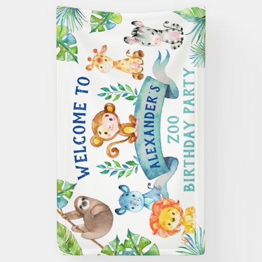 Monkey Backdrop, Zoo party Spandoek (Verticaal)