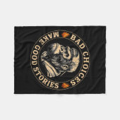 Monkey Bad Choices Make Good Stories Funny Mannen Fleece Deken (Voorkant (Horizontaal))