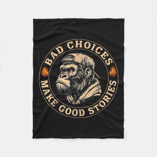 Monkey Bad Choices Make Good Stories Funny Mannen Fleece Deken (Voorkant)