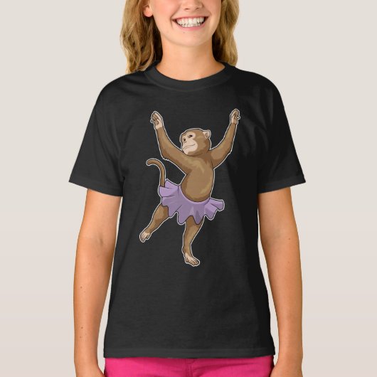 Monkey Ballerina Ballet Dance T-shirt (Voorkant)