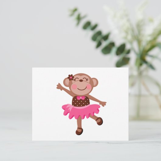 Monkey Ballerina Briefkaart (Staand voorkant)