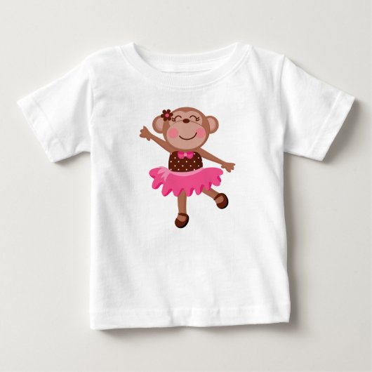 Monkey Ballerina Girly Baby Tutu Bodysuit (Voorkant)