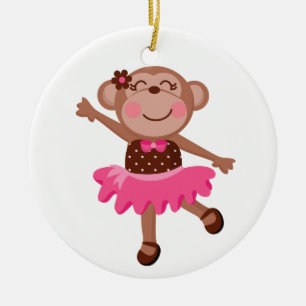 Monkey Ballerina Keramisch Ornament