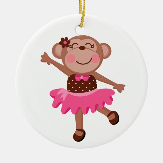 Monkey Ballerina Keramisch Ornament (Voorkant)