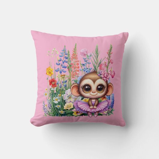 Monkey Ballerina Kussen (Voorkant)
