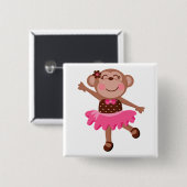 Monkey Ballerina Vierkante Button 5,1 Cm (Voorkant /achterkant)