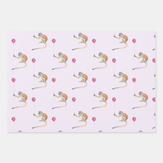 Monkey Balloon Party Cadeaupapier Set - Tonkinson (Voorkant 3)