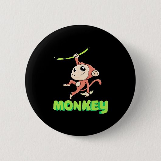Monkey Banana Ronde Button 5,7 Cm (Voorkant)