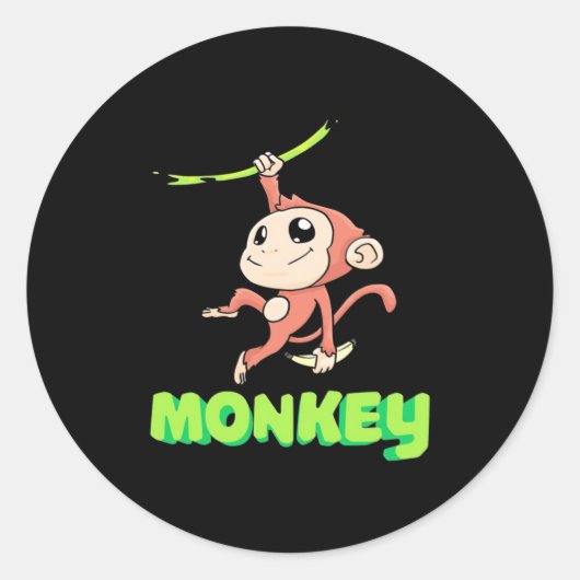 Monkey Banana Ronde Sticker (Voorkant)