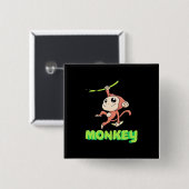 Monkey Banana Vierkante Button 5,1 Cm (Voorkant /achterkant)