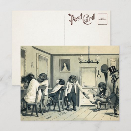 Monkey Barber Shop Briefkaart (Voorkant / Achterkant)