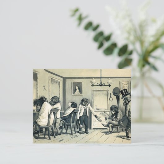 Monkey Barber Shop Briefkaart (Staand voorkant)