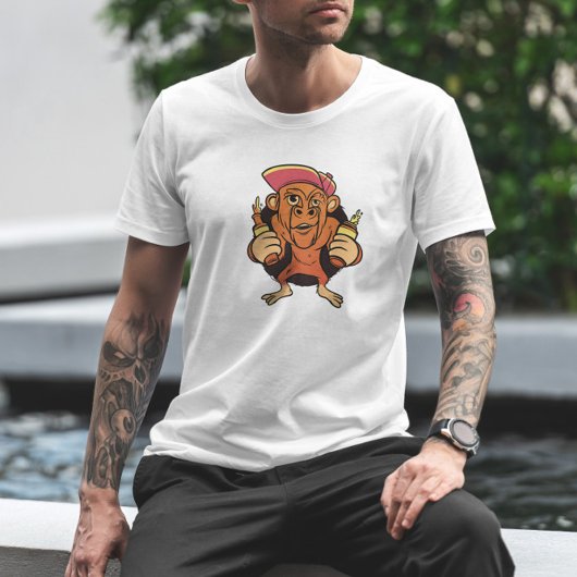 Monkey Beer Cartoon T-shirt