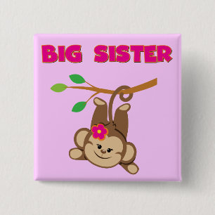 Monkey Big Sister Vierkante Button 5,1 Cm
